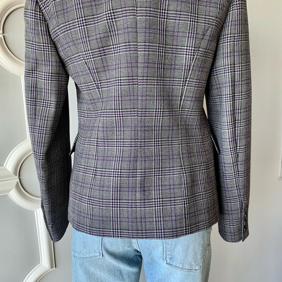 Michael Kors Collection Glen Plaid Wool Blazer Gray Size 8 - Picture 11 of 13